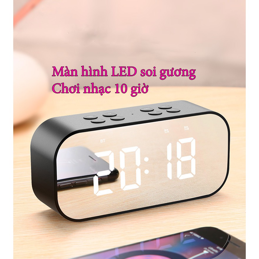 Loa Bluetooth kiêm đồng hồ AEC BT501 mặt gương LED ,bass cực ấm