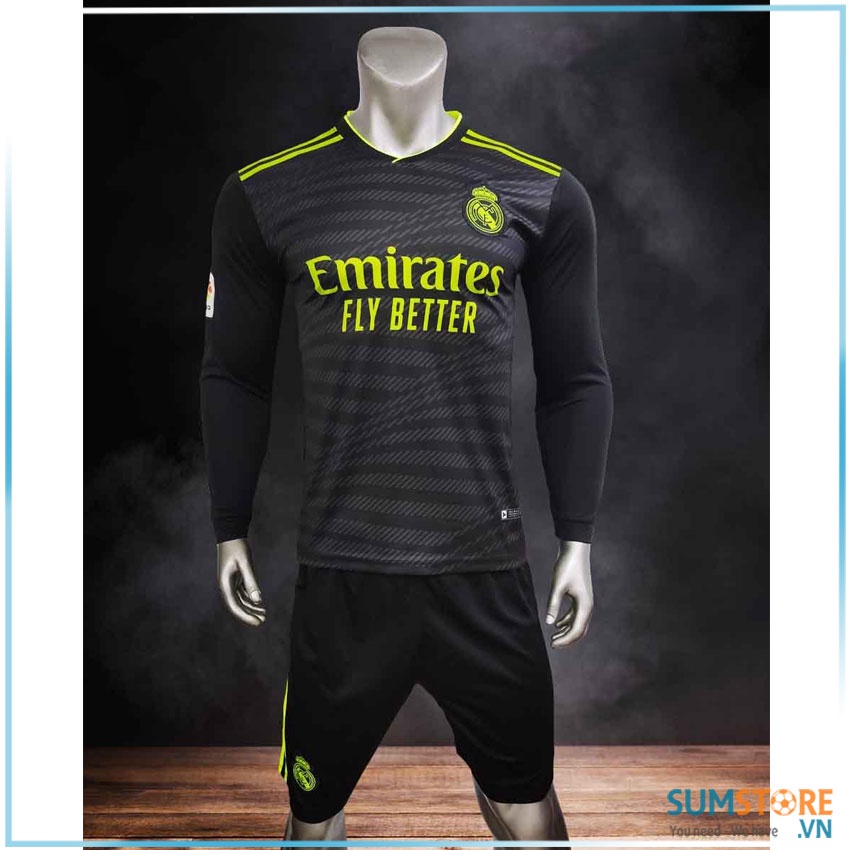 Đồ Đá Banh Dài Tay - CLB Real Madrid Sân Khách 2022/2023
