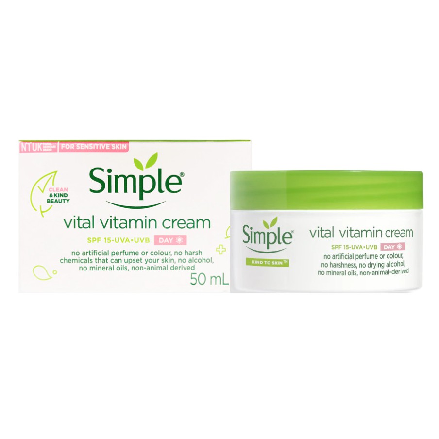 KEM DƯỠNG BAN NGÀY SIMPLE KIND TO SKIN VITAL VITAMIN DAY CREAM SPF 15 UVA/UVB