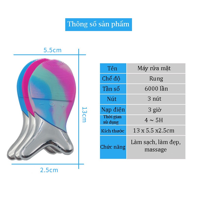 Máy rửa mặt con cá Guasha 2 chức năng masage mặt làm đẹp làm sạch sâu da Phặn Phặn