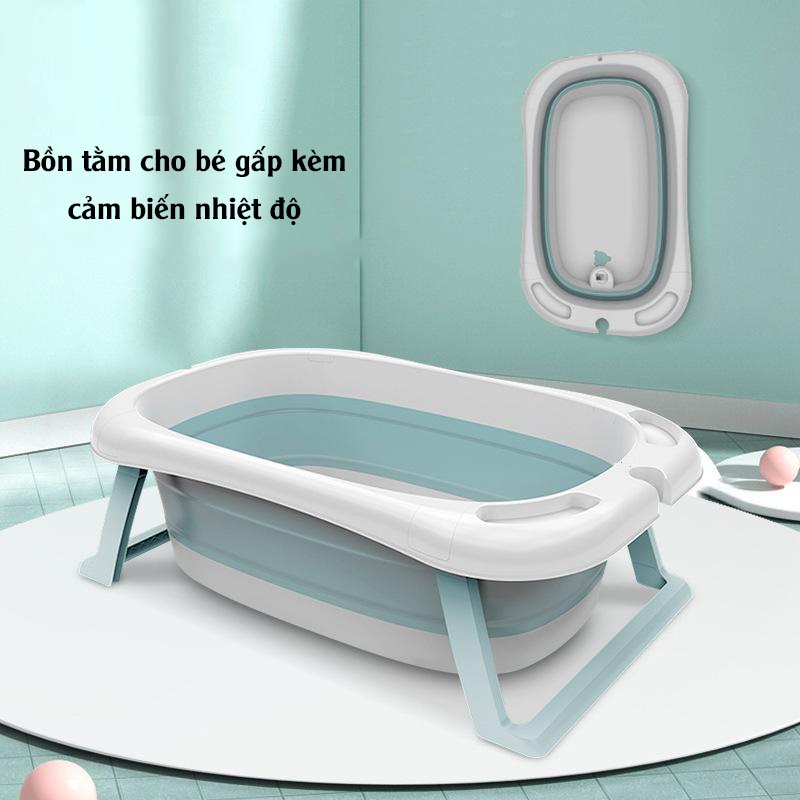 Bồn Tắm Gấp Gọn Cho Bé - Chậu Tắm Silicon Có Móc Treo Tiết Kiệm Không Gian Và Diện Tích