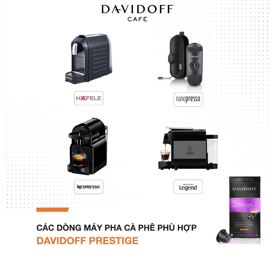 Cà phê viên nén DAVIDOFF CAFÉ PRESTIGE - 100% hạt Arabica - Thơm phảng phất, đắng đậm đà - hộp 55g