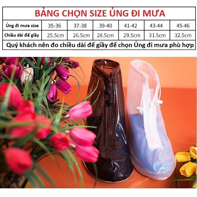 Giày đi mưa đế silicon chống trơn trượt, bọc đi mưa cho giày không bị ướt