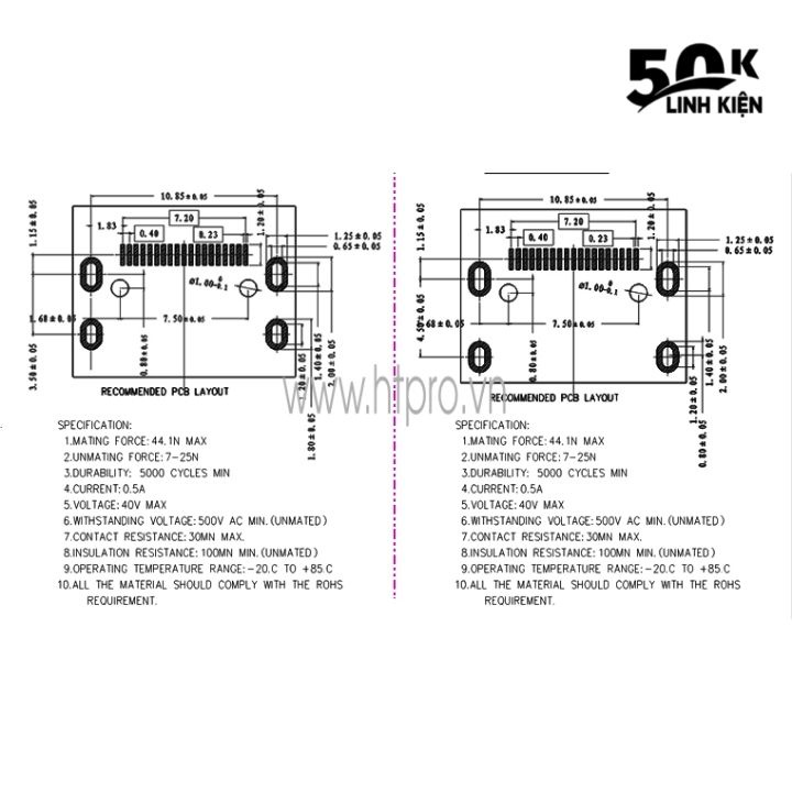 HDMI 19Pin A Cái SMD, Cổng HDMI Cái Type A 19 Chân Thẳng SMD