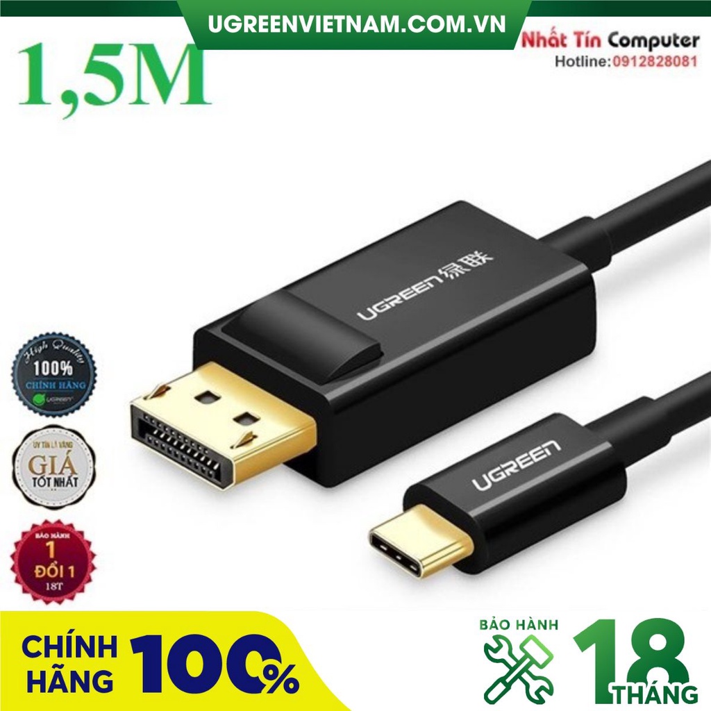 Cáp chuyển Type C sang Displayport dài 1.5m Ugreen 50994 Chính hãng