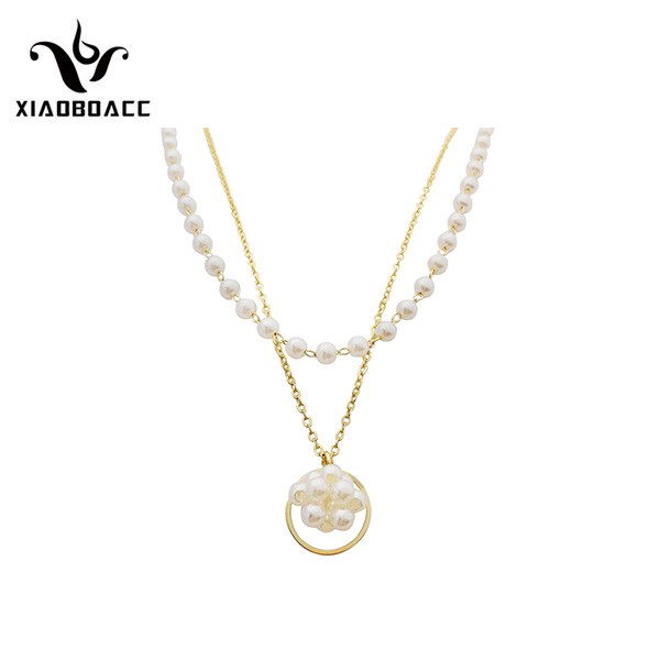 XiaoboACC Vòng Cổ Choker Đính Ngọc Trai Giả Phong Cách Hàn Quốc