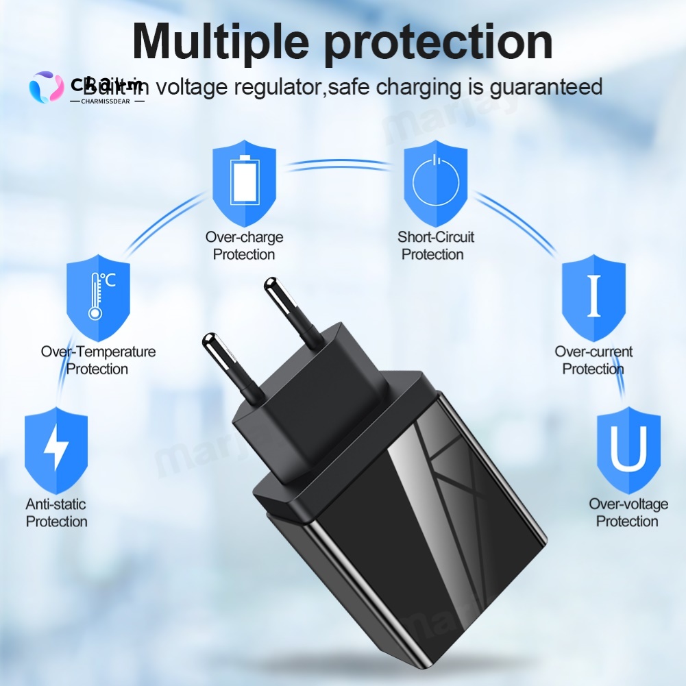Củ Sạc Nhanh Với 3 Cổng Usb 48W Qc3.0 3.1A
