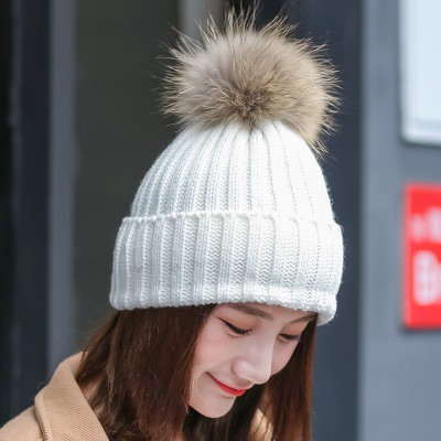 Lk LK❈Mũ Len Beanie Nữ Đính Quả Bông