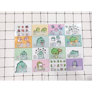 Nhãn vở khủng long NV10,nhãn vở in hình dễ thương,tập 16c nhãn vở in hình khác nhau