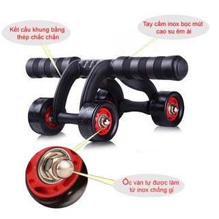 Con lăn tập bụng 4 bánh, dụng cụ giảm mỡ bụng tại nhà, dụng cụ tập gym đa năng