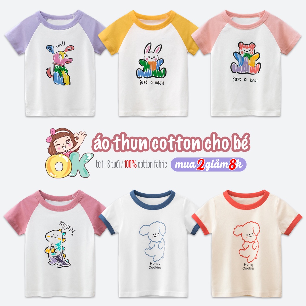 Áo thun cho bé 27HOME họa tiết hình thú đáng yêu chất cotton mềm mại