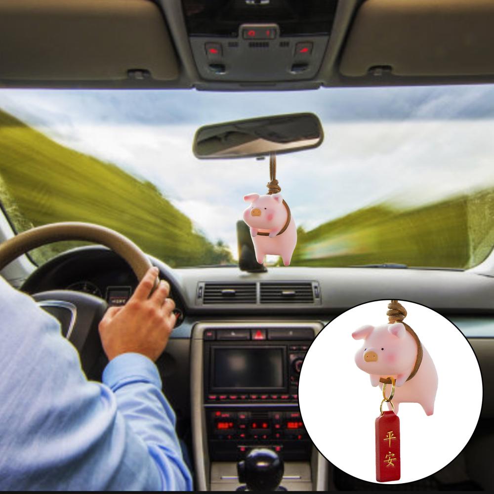 Phụ Kiện Treo Trang Trí Gương Chiếu Hậu Xe Hơi Hình Chú Heo May Mắn Dễ Thương R1U3