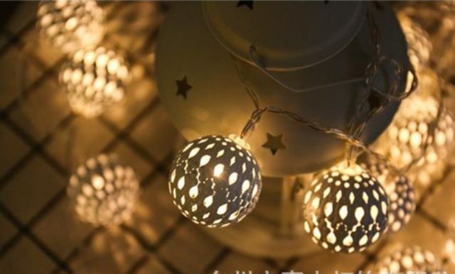 Dây đèn nháy Moroco 5m  bóng trang trí ngày tết, noel dây đèn led, led cầu kim loại