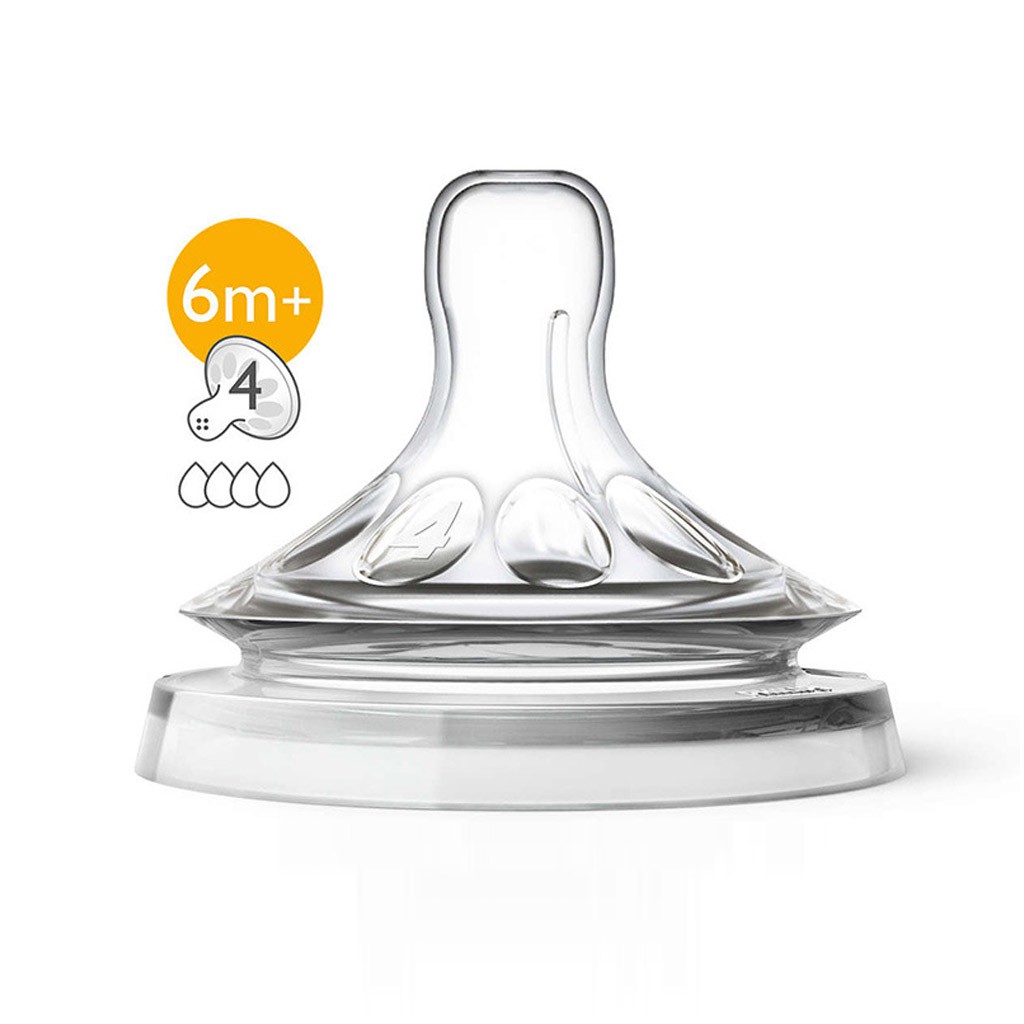 Núm ti silicone Philips Avent Natural cho bé, núm ty Avent cổ rộng [ĐỦ SỐ 0 - 5]