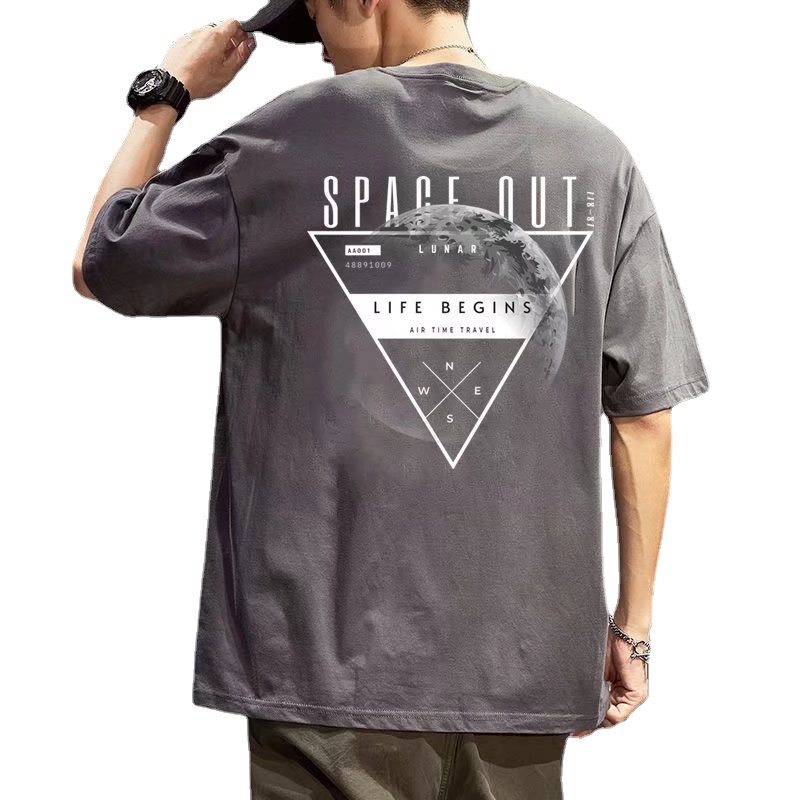 Áo Thun Tay Ngắn Cổ Tròn In Chữ Size M-5XL Thời Trang Hàn Quốc Cho Nam