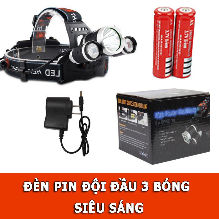 [ Siêu Sale ] đèn pin đội đầu 3 bóng Led siêu sáng
