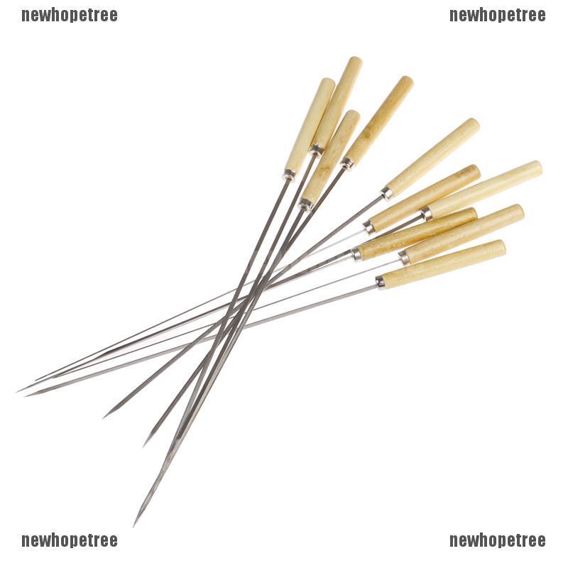 10 Cây xiên thịt nướng BBQ bằng thép không gỉ 35cm chất lượng cao