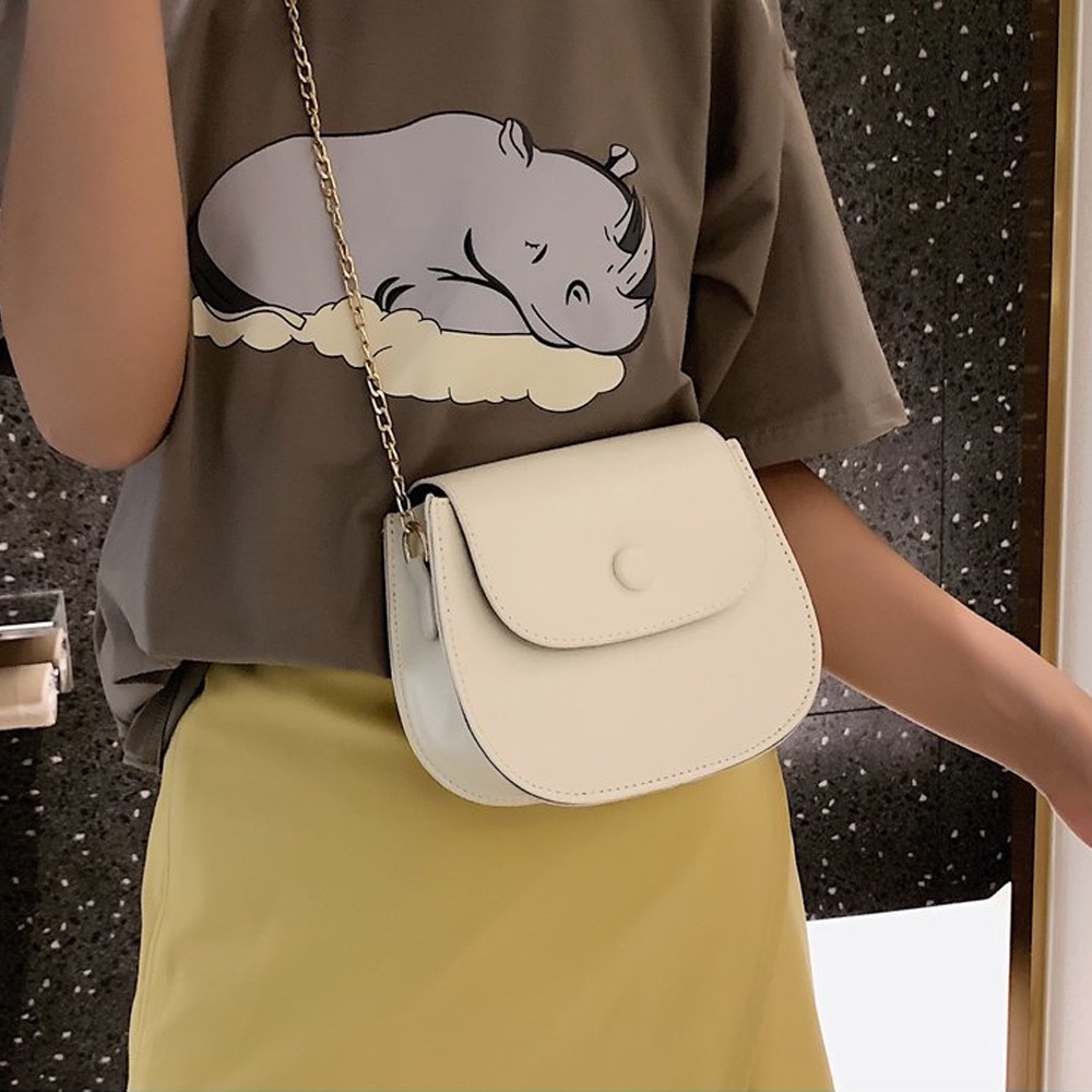 Túi Đeo Chéo Mini Dáng Tròn Siêu Dễ Thương Phối Dây Xích Kiểu Dáng Thời Trang Dành Cho Nữ
