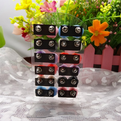 Set 12 Đôi Khuyên Tai Hình Hoa Hồng Nhiều Màu