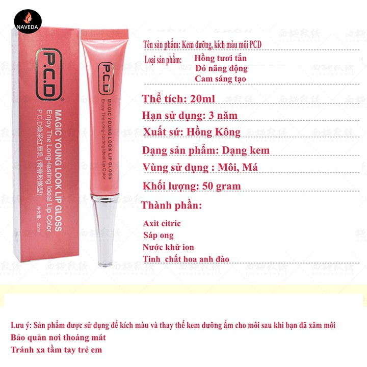 Kem dưỡng và kích màu môi sau xăm PCD