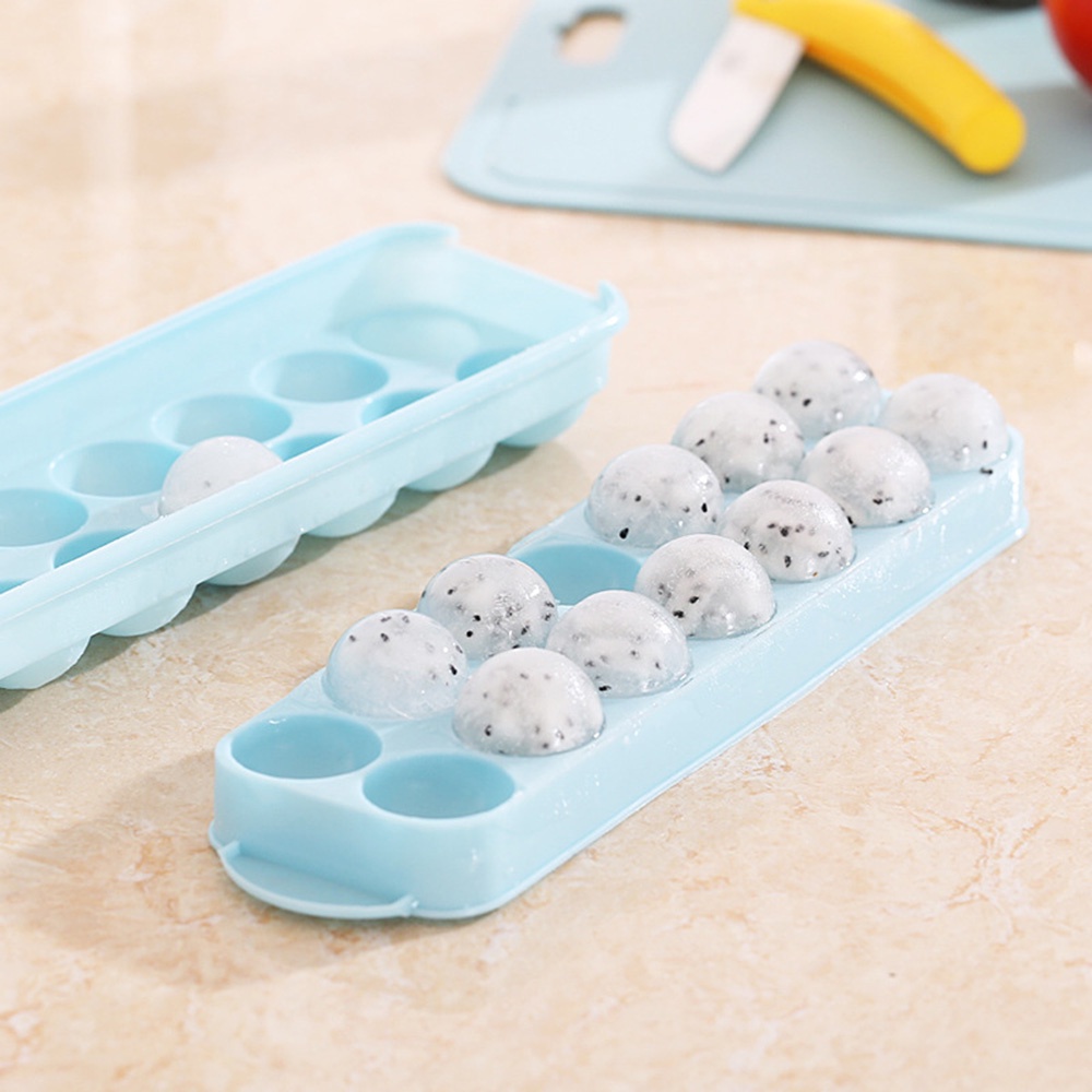 Khay Làm Đá 14 Ngăn Hai Tầng Bằng Nhựa Có Nắp Đậy Tiện Dụng Cho Nhà Bếp