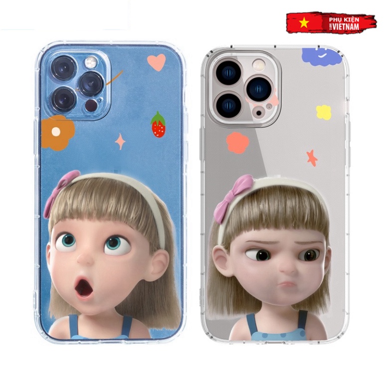 Ốp lưng iphone 6, 6s plus, 7 8 Plus, X, XS, XR, XSMAX, 11, 12, 13 PROMAX TRONG SUỐT BÉ GÁI KHÓ TÍNH PKVN