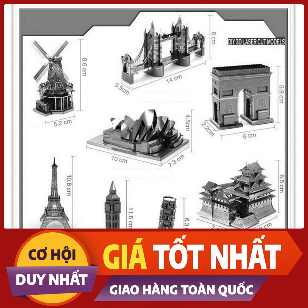 Bộ lắp ghép mô hình 3D các kỳ quan thế giới trưng bày trong xe, bàn làm việc