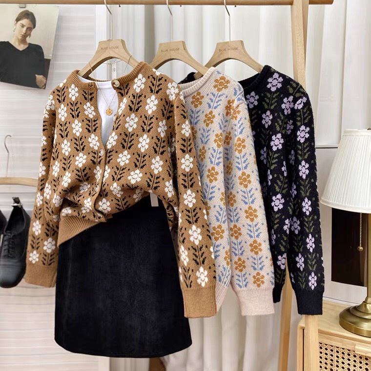 L125 - Áo len Cardigan nữ cổ tròn siêu xinh hàng Quảng Châu (Kèm ảnh thật)