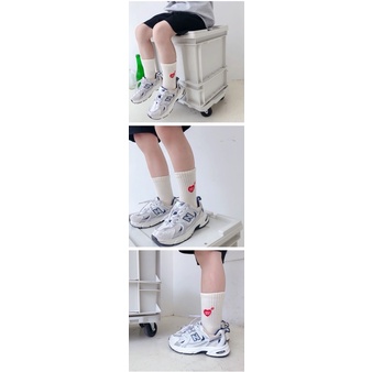 Tất Vớ Trẻ Em Hàn Quốc, Tất Thể Thao Cao Cấp Cổ Cao Thêu Thủ Công Trái Tim Đỏ Cho Bé Trai Bé Gái Từ 3 - 12 tuổi