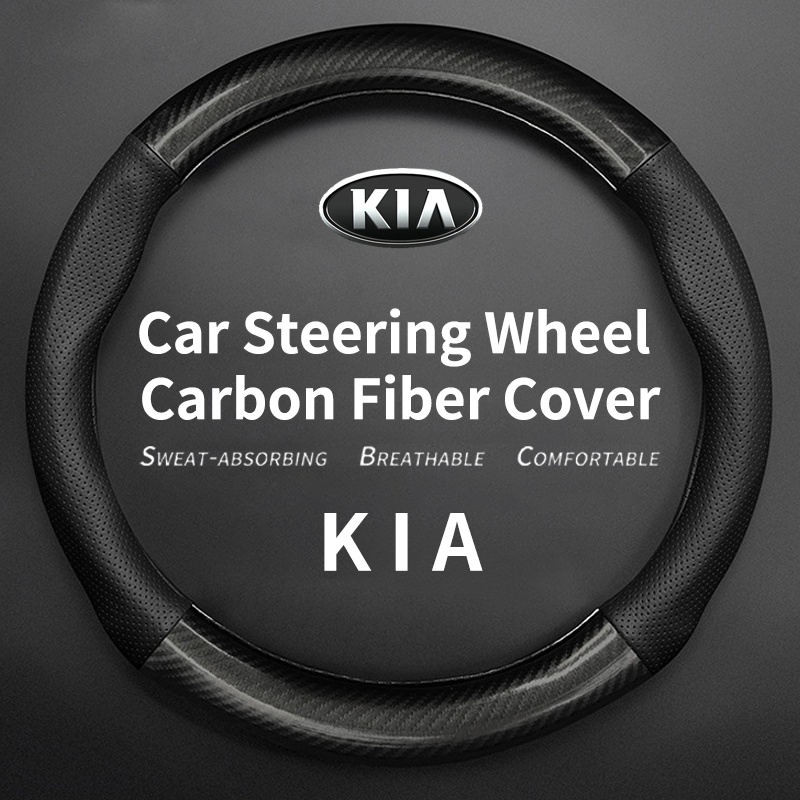 Vỏ Bọc Vô Lăng Bằng Sợi Carbon Thoáng Khí Cho Xe Hơi Forte Spectra Mbang Sportage Picanto RIO Carnival