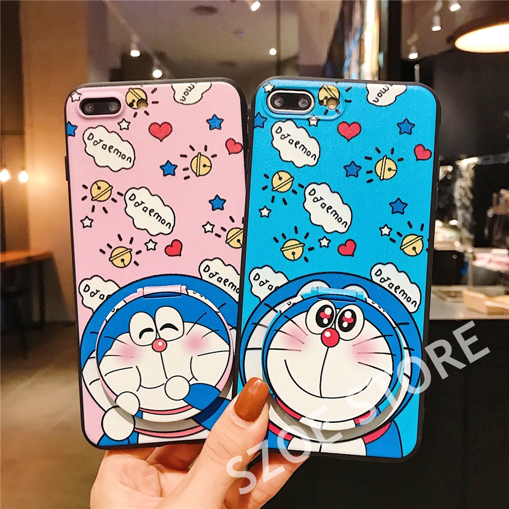 Ốp điện thoại mềm có gương hình Doraemon cho Samsung J7 Pro J5 Pro J3 Pro J6 Plus J4 Plus J7 Prime J5 Prime J2 Prime