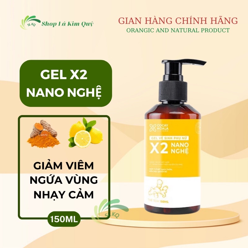 Dung dịch vệ sinh phụ nữ Giảm Ngứa Gel X2 Nano Nghệ Cỏ Cây Hoa Lá 150 ml