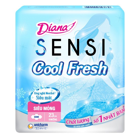 Combo 12 gói Diana Sensi Cool Fresh có cánh ( gói 8 miếng)