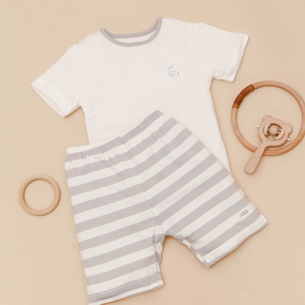 Quần áo cho bé trai, bé gái ngắn tay cài vai Nous - Chất liệu Nu Doux