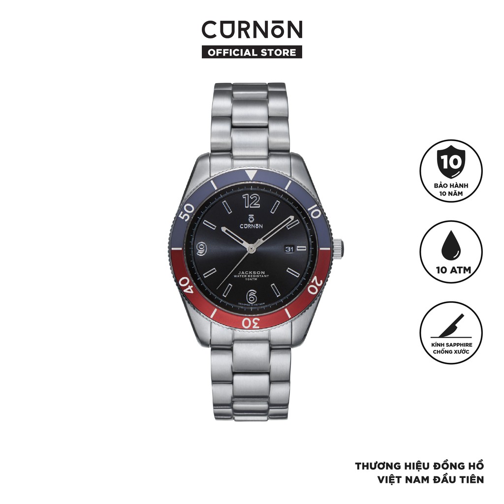 Đồng hồ nam Curnon Jackson Earthquake dây kim loại chính hãng - thiết kế thể thao