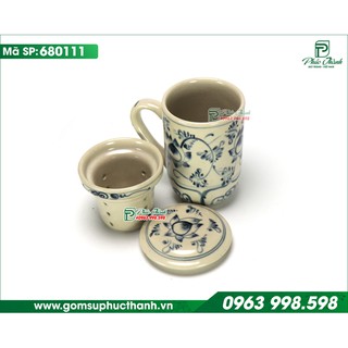 Ly sứ pha trà mỹ nghệ vẽ Sen dây gốm Bát Tràng