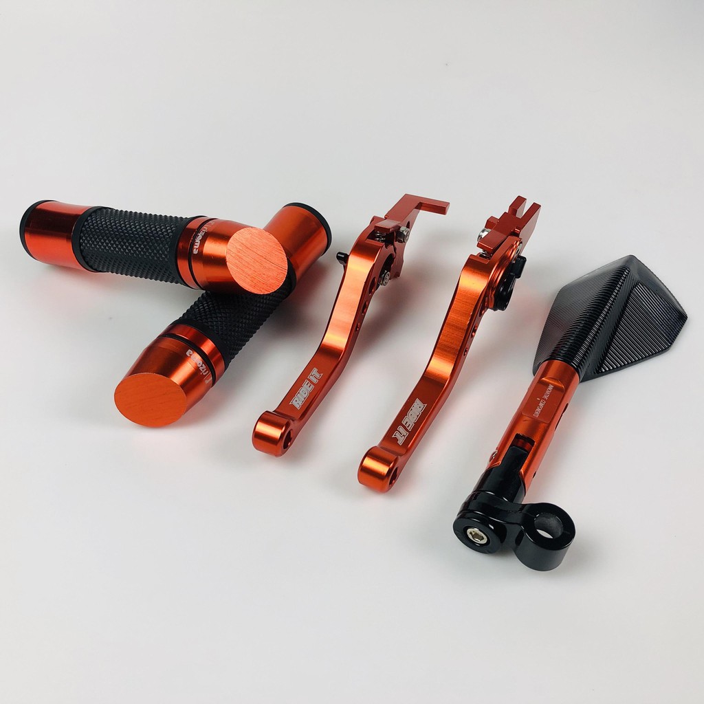 HÌNH THẬT Combo: 02 bao tay gù ý, 02 tay thắng  , 01 kiếng  chiếu hậu dùng cho các dòng xe -MÀU CAM