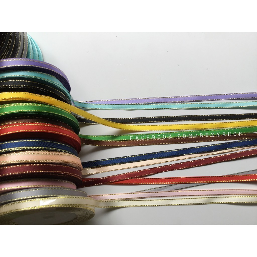 Ruy băng lụa viền kim tuyến 6mm