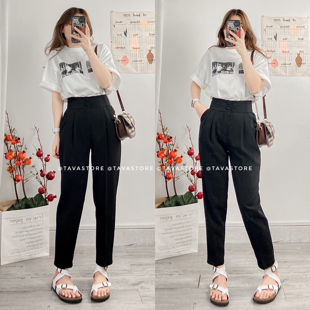 Quần baggy tây 2 nút bọc