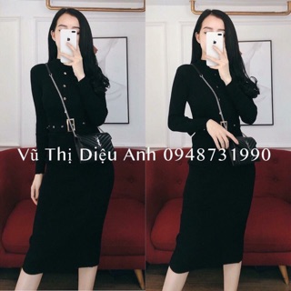 Đầm len tăm body dài tay cho nữ
