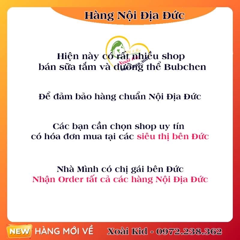 Sữa tắm+dưỡng thể Bubchen Mama cho bà bầu của Đức đủ bill