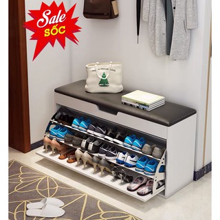 Tủ giày kết hợp ghế ngồi chất liệu MDF Kích thước 80cm x 45cm x 30cm