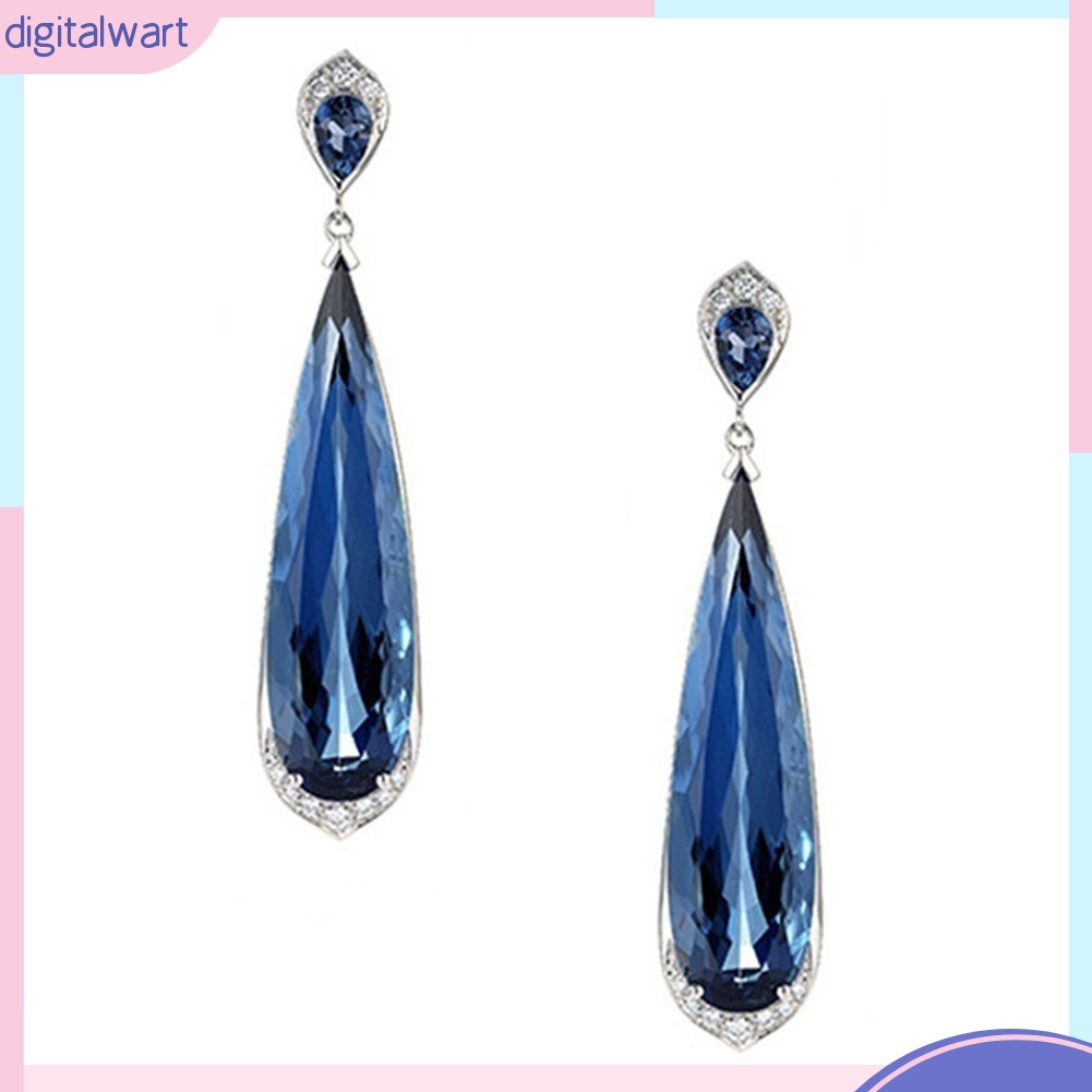 Đôi bông tai dáng dài hình giọt nước đính đá thời trang cho nữ