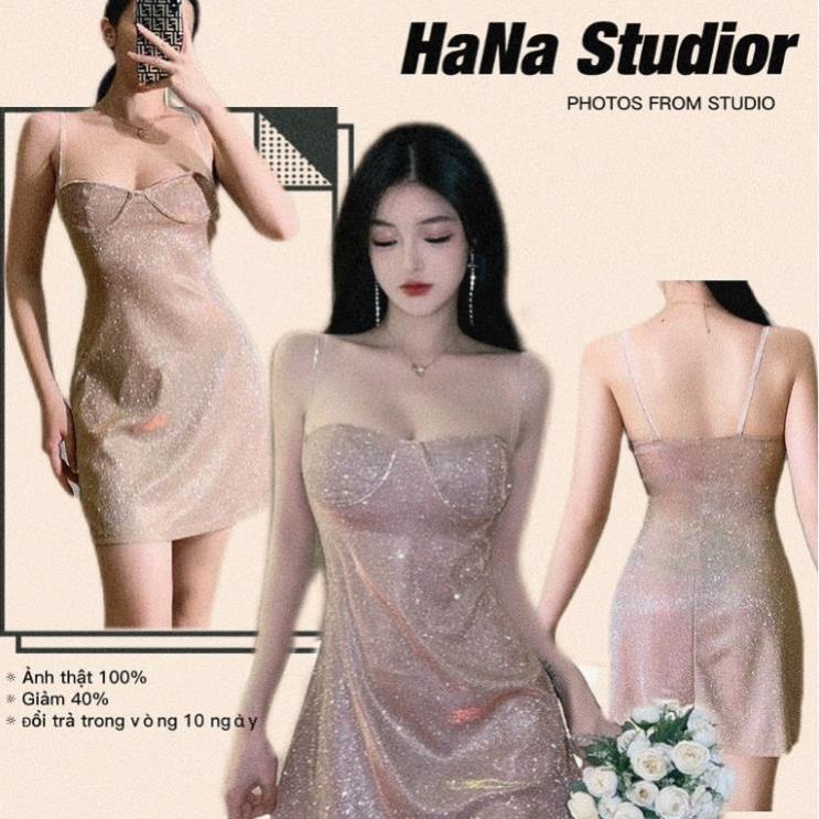 Váy body 2 dây bling bling kim tuyến sang chảnh