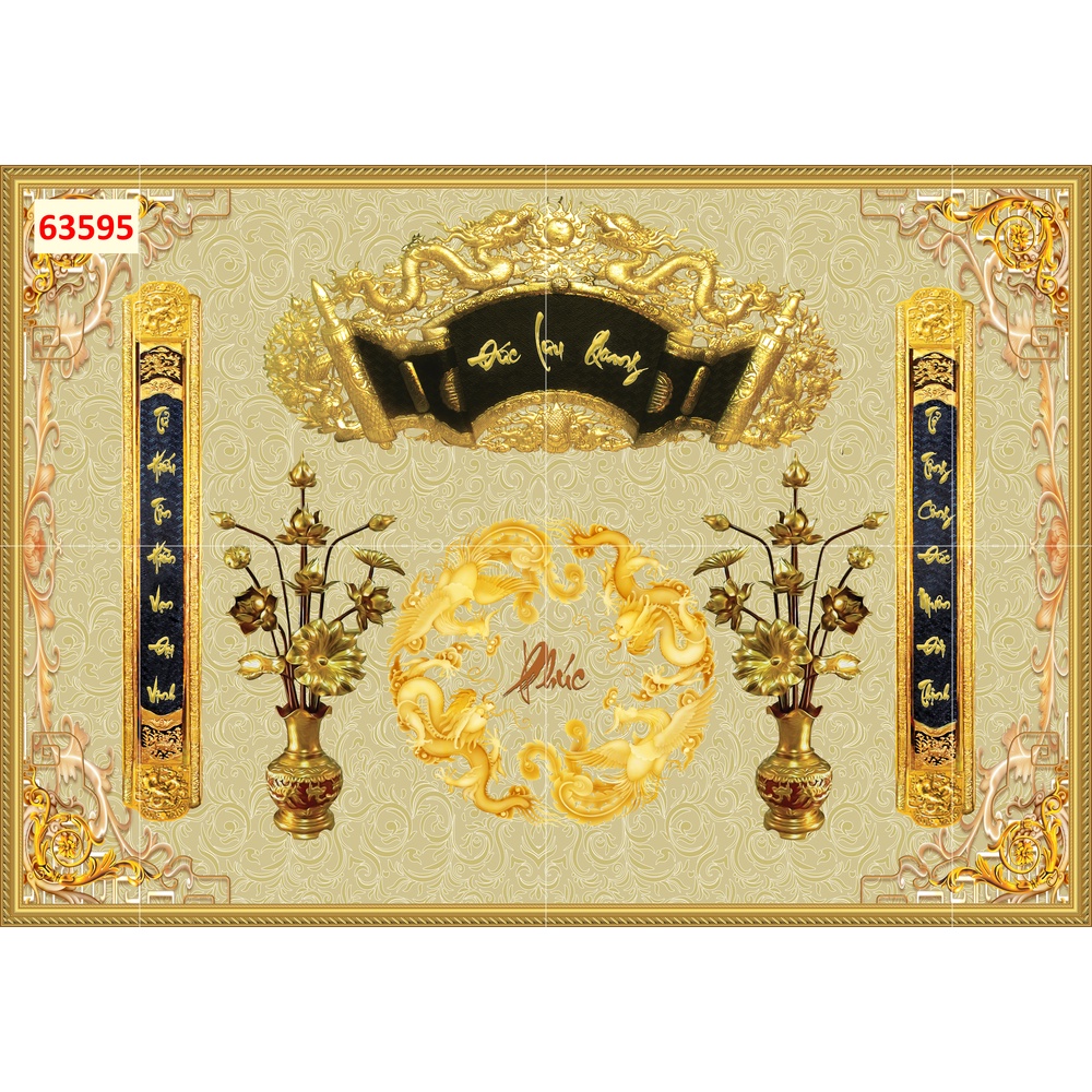 Tranh dán tường bàn thờ tổ tiên, linh thiêng bảng chữ, câu đối