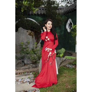 Áo dài lụa Tây Thi ( Lụa Mango) cao cấp đính hoa nổi