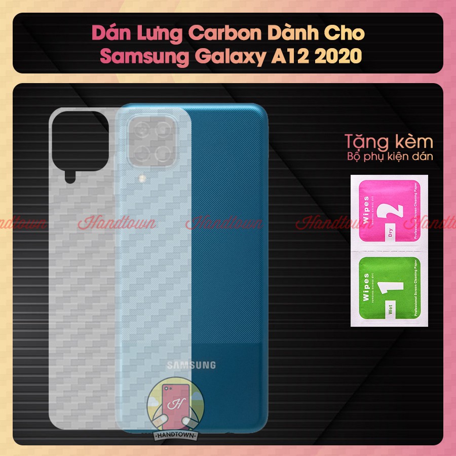 Miếng Dán Lưng Cacbon Samsung Galaxy A12 samssungA12 Không Full Viền Bảo Vệ Mặt Lưng Máy Khỏi Bụi Bẩn Chống Trầy Xước