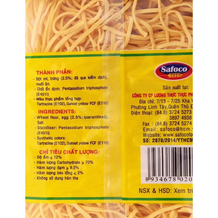 Mì Trứng Safoco Thượng Hạng 400g