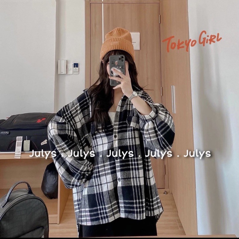 ÁO SOMI VINTAGE HÀN QUỐC 💓 ÁO SOMI DÀY TAY KẺ CARO