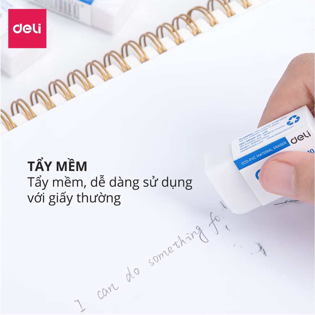 [Mã LIFEB10 giảm 100K đơn 99K] Gôm Tẩy Deli - Trắng - Phù hợp thi trắc nghiệm - 1 chiếc / 2 chiếc - EH03010